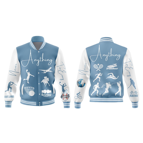 100% Wool and Genuine Leather Coat (White & Skyblue)