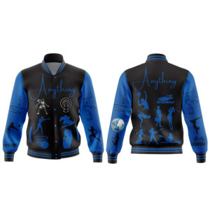100% Wool and Genuine Leather Coat (Blue & Black)